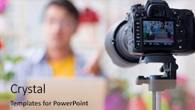  Presentation with evolution of man - PPT layouts featuring gardener vlogger blogger shooting video background and a soft green colored foreground