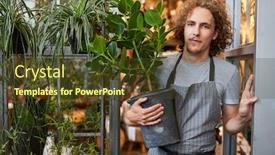  Presentation with garden - Slide set featuring gardener-with-green-plant background and a tawny brown colored foreground