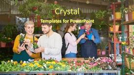  Presentation with customers - Presentation design having gardeners-and-florists-advising-customers background and a tawny brown colored foreground
