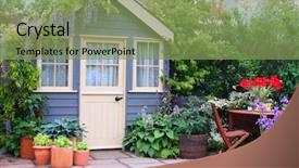  Presentation with garden - Slides featuring gardenhouse - exterior of a house background and a seafoam green colored foreground