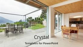  Presentation with mountain view - PPT theme with gardenhouse - mountain house modern architecture interior background and a light gray colored foreground