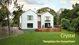  Presentation with luxury house - Presentation theme with gardenhouse - picture of a modern luxury background and a tawny brown colored foreground