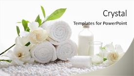  Presentation with oil - Theme enhanced with gardenia's with massage oil background and a white colored foreground