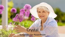  Presentation with summer flowers - Slides having gardening and people concept - happy background and a coral colored foreground