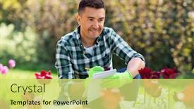  Presentation with aged care - Presentation theme enhanced with gardening-and-people-concept-happy background and a yellow colored foreground