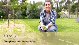  Presentation with gardening - Amazing slide set having gardening-and-people-concept-happy backdrop and a blonde colored foreground