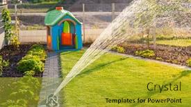  Presentation with endocrine system - Audience pleasing presentation theme consisting of gardening-automatic-watering-system backdrop and a gold colored foreground