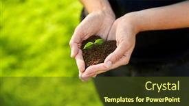  Presentation with hands holding - Amazing theme having gardening-environment-and-nature-concept backdrop and a tawny brown colored foreground