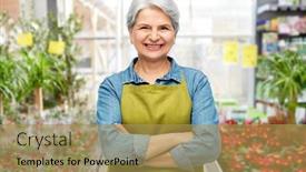  Presentation with apron gardening - Presentation theme consisting of gardening-farming-and-old-people background and a yellow colored foreground