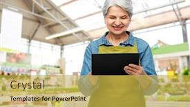  Presentation with apron gardening - Amazing presentation theme having gardening-farming-and-old-people backdrop and a yellow colored foreground