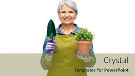  Presentation with old people - Presentation theme with gardening-farming-and-old-people background and a gold colored foreground