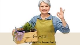  Presentation with old people - Slide set consisting of gardening-farming-and-old-people background and a  colored foreground