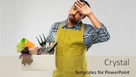  Presentation with apron gardening - Amazing slide set having gardening-farming-and-people-concept backdrop and a yellow colored foreground
