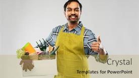  Presentation with apron gardening - Presentation design consisting of gardening-farming-and-people-concept background and a yellow colored foreground