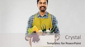  Presentation with apron gardening - Beautiful PPT theme featuring gardening-farming-and-people-concept backdrop and a light gray colored foreground