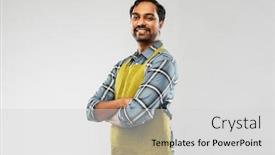  Presentation with apron gardening - Slide deck featuring gardening-farming-and-people-concept background and a light gray colored foreground