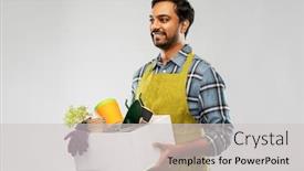  Presentation with apron gardening - Cool new theme with gardening-farming-and-people-concept backdrop and a light gray colored foreground