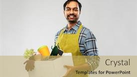  Presentation with apron gardening - Beautiful slide deck featuring gardening-farming-and-people-concept backdrop and a yellow colored foreground