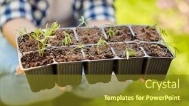  Presentation with farming - Presentation design featuring gardening-farming-and-people-concept background and a tawny brown colored foreground