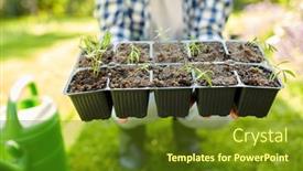  Presentation with farming - Cool new PPT layouts with gardening-farming-and-people-concept backdrop and a tawny brown colored foreground