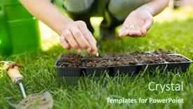  Presentation with flower pots - Slide set consisting of gardening-farming-and-people-concept background and a tawny brown colored foreground