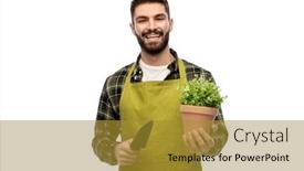  Presentation with apron gardening - PPT layouts consisting of gardening-farming-and-people-concept background and a gold colored foreground