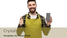  Presentation with apron gardening - Colorful slide deck enhanced with gardening-farming-and-people-concept backdrop and a gold colored foreground