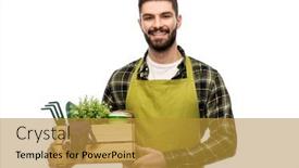  Presentation with apron gardening - PPT layouts featuring gardening-farming-and-people-concept background and a gold colored foreground