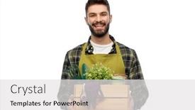  Presentation with apron gardening - Amazing slide set having gardening-farming-and-people-concept backdrop and a white colored foreground