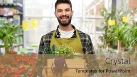  Presentation with apron gardening - Beautiful slide set featuring gardening-farming-and-people-concept backdrop and a coral colored foreground