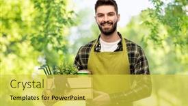  Presentation with apron gardening - Cool new slides with gardening-farming-and-people-concept backdrop and a yellow colored foreground