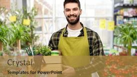  Presentation with apron gardening - Colorful slide deck enhanced with gardening-farming-and-people-concept backdrop and a gold colored foreground