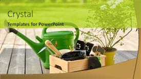  Presentation with farming - PPT theme having gardening-farming-and-planting-concept background and a yellow colored foreground