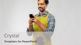  Presentation with apron gardening - Presentation design with gardening-farming-and-technology-concept background and a light gray colored foreground