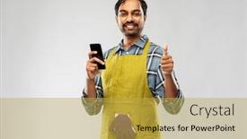  Presentation with apron gardening - Presentation design consisting of gardening-farming-and-technology-concept background and a yellow colored foreground