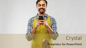  Presentation with apron gardening - Amazing PPT theme having gardening-farming-and-technology-concept backdrop and a gold colored foreground