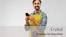  Presentation with apron gardening - Presentation theme featuring gardening-farming-and-technology-concept background and a light gray colored foreground