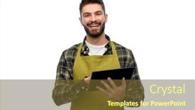  Presentation with apron gardening - Amazing presentation theme having gardening-farming-and-technology-concept backdrop and a tawny brown colored foreground