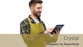  Presentation with apron gardening - PPT theme having gardening-farming-and-technology-concept background and a gold colored foreground