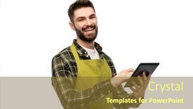  Presentation with apron gardening - Slides with gardening-farming-and-technology-concept background and a tawny brown colored foreground