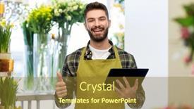  Presentation with apron gardening - Amazing slide deck having gardening-farming-and-technology-concept backdrop and a tawny brown colored foreground