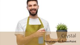  Presentation with apron gardening - Slides enhanced with gardening-floristry-and-people-concept background and a gold colored foreground