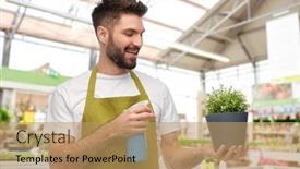  Presentation with apron gardening - PPT layouts enhanced with gardening-floristry-and-people-concept background and a coral colored foreground