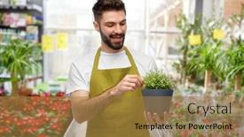  Presentation with apron gardening - Cool new PPT layouts with gardening-floristry-and-people-concept backdrop and a gold colored foreground