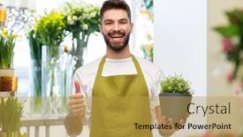  Presentation with apron gardening - PPT layouts with gardening-floristry-and-people-concept background and a yellow colored foreground