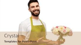  Presentation with apron gardening - PPT theme enhanced with gardening-floristry-and-people-concept background and a yellow colored foreground