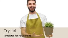  Presentation with apron gardening - Cool new PPT layouts with gardening-floristry-and-people-concept backdrop and a gold colored foreground