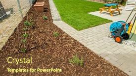  Presentation with mulch - Beautiful presentation theme featuring gardening-garden-with-fresh-new backdrop and a tawny brown colored foreground