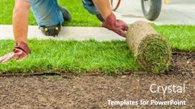  Presentation with gardening - Slides consisting of gardening-gardener-laying-sod background and a coral colored foreground