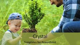  Presentation with tree planting - Amazing slide deck having gardening shovel - cute baby boy planting tree backdrop and a  colored foreground